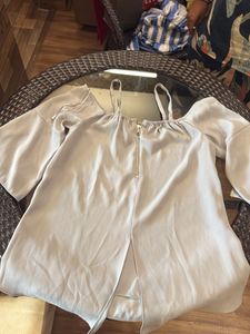 Light Gray Cold Shoulder Top