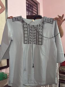 Embroidered Light Blue Kurta
