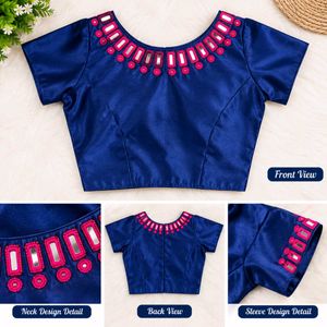 handmade royal blue gaji silk princess cut blouse