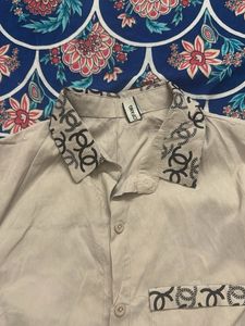 Designer Button-Up Shirt with Logo Detail