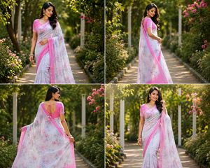Soft Floral Printed Georgette Saree for Women