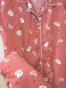 Coral Leaf Print Pajama Pants