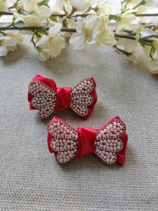 Pearl Bow Hair Tie Set
