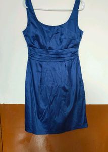Elegant Blue Satin Cocktail Dress