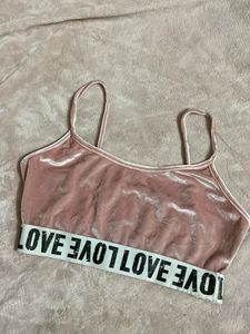Velvet Pink Sports Bra with LOVE Band