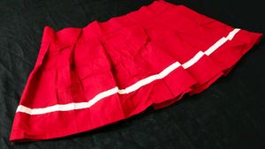 Red Pleated Mini Skirt