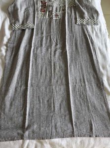 Embroidered Grey Kurta
