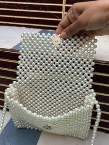 Elegant Pearl Embellished Clutch Bag