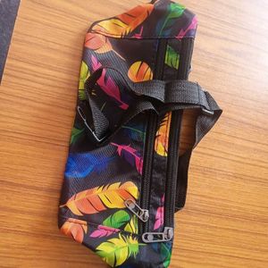 Vibrant Feather Print Waist Bag