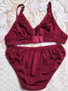 Maroon Bra &amp; Panty Set