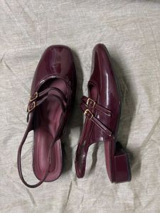 Chic Burgundy Patent Slingback Heels