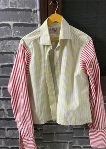 Dual Tone Striped Button-Down Shirt