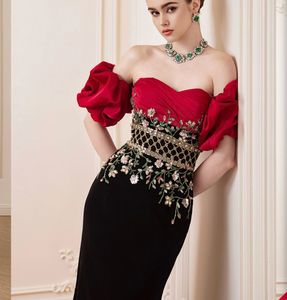 Stunning Red &amp; Black Embellished Gown
