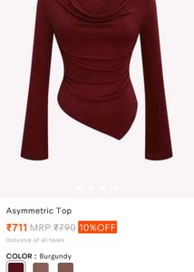 Burgundy Asymmetric Long Sleeve Top