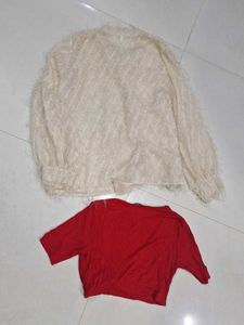 Chic Cream &amp; Red Tops Bundle