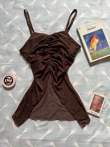 Brown Ruched Cami Top