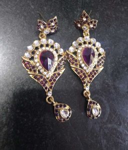 Exquisite Purple Stone Drop Earrings