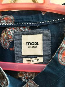 Max XXL Men's Blue Paisley Print Shirt