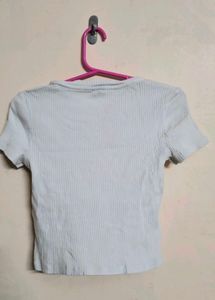 Light Blue Ribbed Cropped Tee