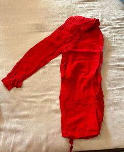 Red Anarkali Gown with Gold Embroidery