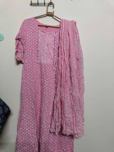 Pink Anarkali Kurta and Dupatta