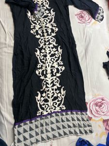 Elegant Embroidered Black Kurta