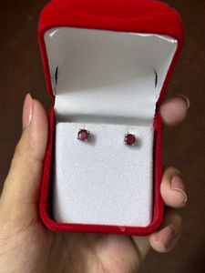 Real Ruby Sterling Silver Earrings Studs
