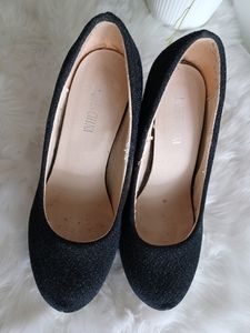 Black Glitter Platform Heels