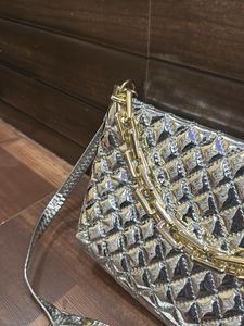 Chic Quilted Silver Shoulder Bag