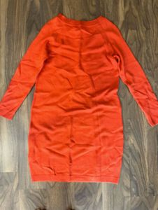 Orange Knit Sweater Dress