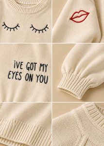CREAM GRAPHIC EMBROIDERED SWEATER