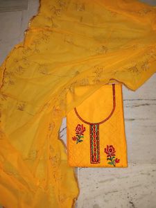 Yellow Embroidered Kurta Set with Dupatta