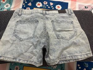 Striped Denim Shorts