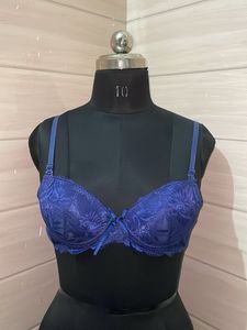 34b Stylish Blue Lace Padded Bra