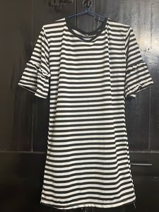 Striped Bell Sleeve Mini Dress