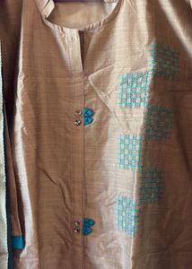 New Elegant Gold &amp; Teal Kurta Set with Dupatta