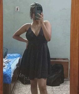 Chic Black &amp; White Polka Dot Mini Dress