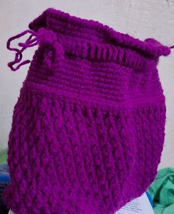Handmade Knitted Drawstring Pouch