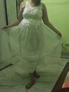 white middy dress cum gown