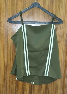 Stylish Olive Green Spaghetti Top