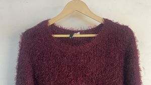 H&amp;M WineCozy Fuzzy Knit Sweater