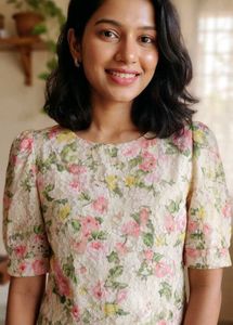 Floral Lace Puff Sleeve Top