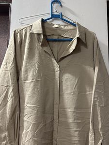 Classic Beige Oversized Button-Up Shirt