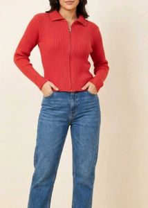 Ribbed Zip-Up Sweater