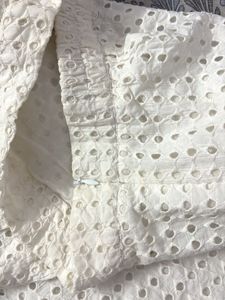 beach wear Chic White Eyelet Crop Top &amp; Skirt Set