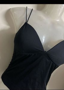 Chic Black Spaghetti Strap Bikini Top
