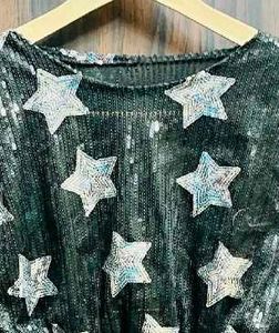 Sparkling Star Sequin Crop Blouse
