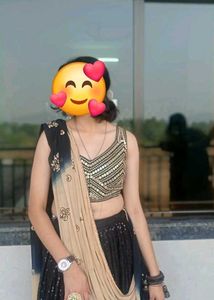 Trendy Black &amp; Gold Designer Lehenga