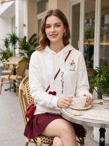 Cute Flamingo Hoodie with Heart Details