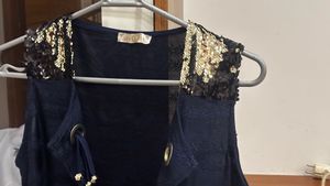 Stylish Navy Blue Ethnic jacket